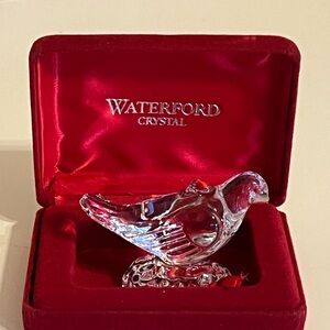 Vintage Waterford Crystal Christmas Turtle Dove Ornament with Box 1996